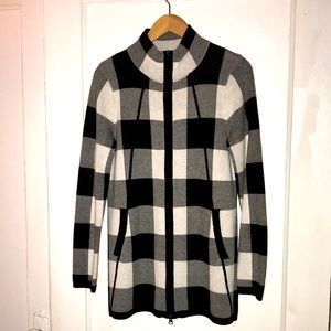 Flattering Buffalo Plaid Sweater Blazer